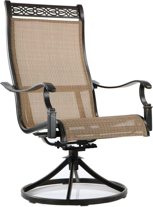 Manor 11-Piece Outdoor Dining Set with 4 Sling Swivel Rockers, 6 Stationary Chairs, and Rust Resistant Aluminum Rectangular Dining Table, Patio Dining Set for 10, Perfect for Patio or Backyard