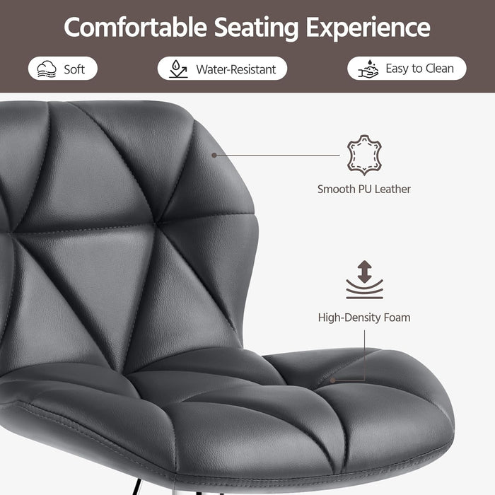 Grey Bar Stools Set of 2, PU Leather Bar Chairs with Backrest, Height Adjustable Swivel Island Stools for Bar, Kitchen Counter, Grey