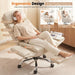 Big and Tall Leather Office Chair, Cross Legged Flip Arms, Beige