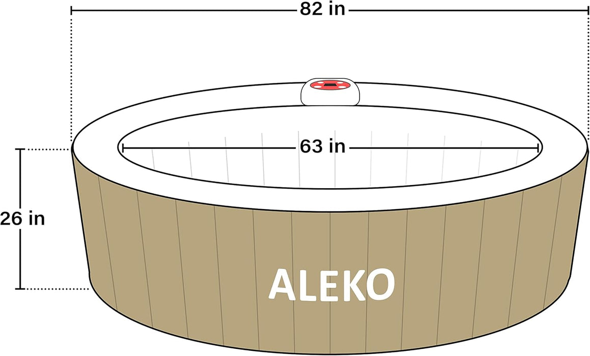 Inflatable Hot Tub Spa | Personal High Powered Jetted Bubble | with Fitted Cover and 3 Filters | 265 Gallon | 6 Person round | Brown | HTIR6GYBR