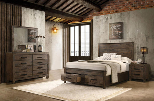 Woodmont 4-Piece Queen Platform Bedroom Set Rustic Golden Brown