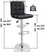 Set of 4 Adjustable Swivel Barstools, Modern PU Leather Kitchen Counter Bar Stools, Square Back Bar Stool