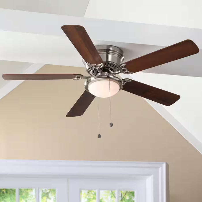 Hugger 52 In. LED Indoor Brushed Nickel Ceiling Fan with Light Kit