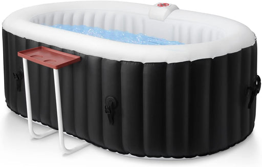 Hot Tub Inflatable Portable Oval Hot Tub Spa 2 Person Hot Tub with 90 Bubble Jets, Cover, Filter Cartridges, Pump, Black