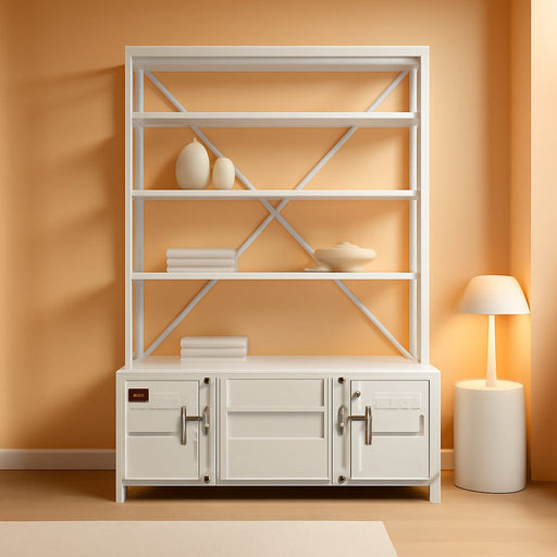 Cargo Bookshelf & Ladder (TV Stand) in White