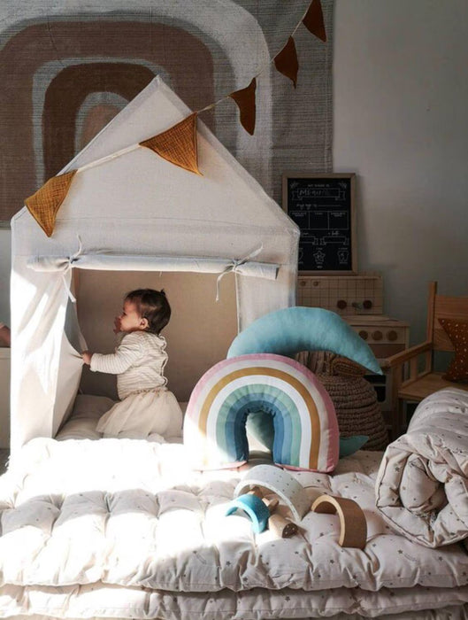 Scandinavian Tent for Kids, Natural Teepee, Play House Teepee, Cotton Playhouse, Pine Hut , Kids Tent, Nordic Playhouse, Floor Cushion