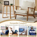 Beige Linen Upholstered Armchair SetOf2 Mid Century