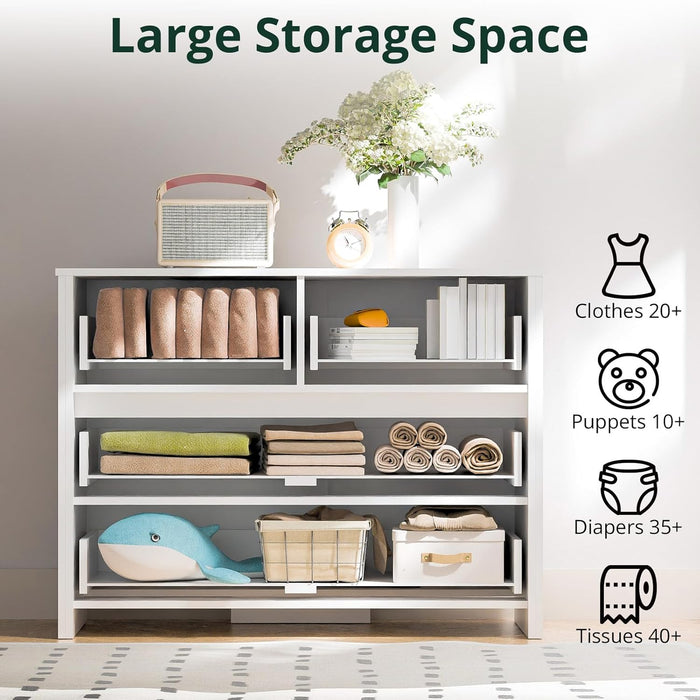 White Four Drawer Dresser With Contemporary Finish