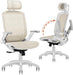 Ergonomic Office Chair, High Back Home Desk Chair with Headrest, Flip-Up Arms, 90-120° Tilt Lock and Wide Cushion, 300LBS Mesh Chairs for Man Woman, White Task Chair(Beige,Gy01Wbg)