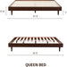 Fly Wooden Bed Frame without Headboard, Crafted from Walnut, Rubber Wood with Silent Slats and Wood Central Supports, 1000 Lb Capacity, Effortless Assembly, Queen - Dark Walnut