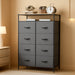 Fabric Dresser for Bedroom with Open Shelves, Tall Dresser with 8 Drawers, Storage Tower with Fabric Bins, Chest of Drawers for Closet, Living Room, Hallway, Charcoal Gray