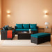 Patio Furniture Set 7 Pieces Couch Outdoor Chairs Coffee Table Peacock Blue Anti-Slip Cushions and Waterproof Covers