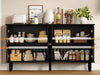 63 Inch Buffet Cabinet with Storage, Arched Sideboard Cabinet with 4 Doors and Adjustable Shelves, Wooden Coffee Bar for Kitchen, Living Room, Entryway, Black