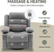 Rocker Recliner Chair with Heat and Massage, 360° Swivel Recliner Chairs for Adults, Oversized Recliner Single Sofa Seat with Cup Holders, Lazy Boy Recliner Single Sofa Seat, Grey