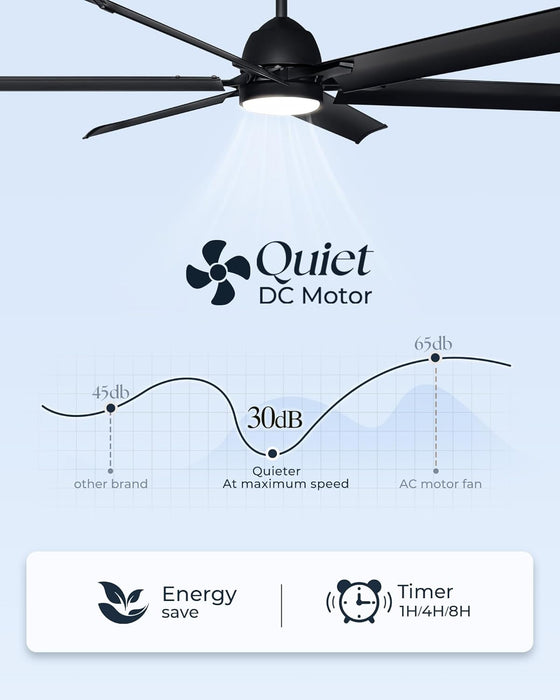Brushed Aluminum Smart Ceiling Fan Featuring Remote