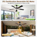 52 Inch Ceiling Fan with Lights and Remote, DC Motor Quiet 6-Speed Reversible Fan, Dimmable LED 3000K/4000K/6000K, Smart APP Control, Modern Black & Gold Ceiling Fan for Bedroom Living Room