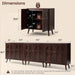 Dark Walnut Sideboard Buffet Cabinet With AdjustableShelves