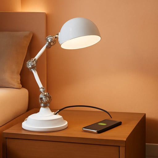 Prevention Pharmacy Adjustable LED Desk Lamp with USB Charging - Designed to Reduce Eyestrain, 3-Point Adjustable Neck, 3 Brightness Settings with Touch Controls