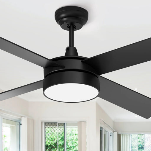 48In Black Ceiling Fans with Light and Remote, Dimmable Fanlight for Indoor Outdoor, Light Fan with Stepless Color Temperature, Memory Function, Night Light Mode,4 Blades