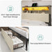 Queen Bed Frame with 2-Tier Storage Shelves and Bookcase Headboard,Led Light Queen Size Bed with Charging Station, No Box Spring Needed/Noise Free, Beige