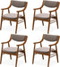 Wooden Dining Chairs Set of 4, Velvet Upholstered Kitchen Chairs W/Padded Seat & Back, Armrests, Rubber Wood Frame, Comfy Modern Armchairs, Mid-Century Side Chairs for Home Living Room