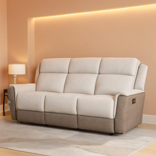 Mnul Reclining Sof for Living Room, Chenille Upholstery Double Recliner Couch Sof, Home Theter Seting, Wll Hugger, Pdded Hedrest, Required ssembly, Two-Tone Beige