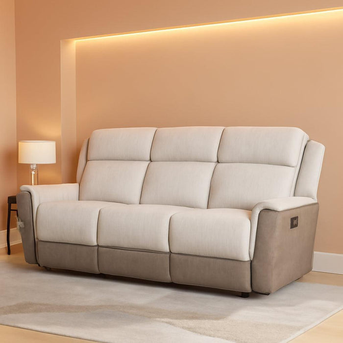 Mnul Reclining Sof for Living Room, Chenille Upholstery Double Recliner Couch Sof, Home Theter Seting, Wll Hugger, Pdded Hedrest, Required ssembly, Two-Tone Beige