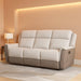 Mnul Reclining Sof for Living Room, Chenille Upholstery Double Recliner Couch Sof, Home Theter Seting, Wll Hugger, Pdded Hedrest, Required ssembly, Two-Tone Beige