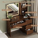 Walnut Multifunctional Vanity Desk With LED Illumination