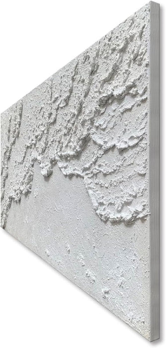 White Textured Wall Art Handmade Contemporary Modern Oil Painting on Canvas Ocean Wave Beach Abstract Painting for Living Room Bedroom Decor