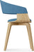 Lowell 17 Inch Mid Century Modern Bentwood Dining Chair with Light Wood in Blue Polyester Linen, for the Dining Room