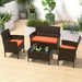 4-Piece Patio Furniture Set - Rattan Outdoor Conversation Bistro Set W/Cushions, Glass Coffee Table, Wicker Chairs & Loveseat for Garden Backyard Porch, Balcony Furniture Set (1, Orange)