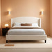 Cordo 44.50" H King Size Bed Set, Upholstered Platform Bed with Wingback Headboard, Solid Wooden Slats Panel Support, No Box Spring Needed, Easy Assembly, Beige