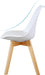 Set of 2 Modern Style Chair Dining Chairs, Shell Lounge Plastic Chair with Natural Wood Legs (White)