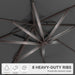 9X12Ft Cantilever Patio Umbrella, Rectangle Offset Umbrella 7 Angle Tilts & 360° Rotation, Large Heavy Duty Outdoor Sun Umbrella for Pool Market, Grey