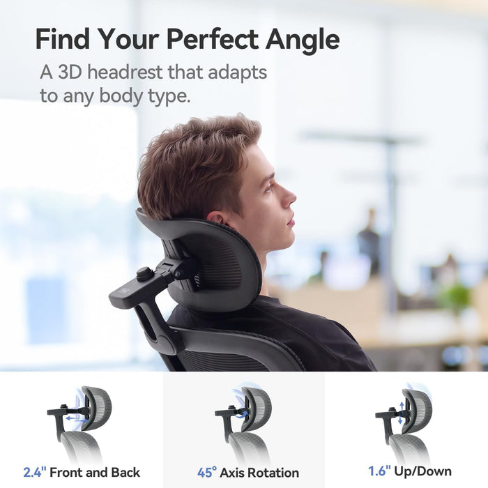 M102 Pro Ergonomic Office Chair, 3D Dynamic Lumbar Support, Black