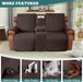 Waterproof Loveseat Recliner Cover with Console Non-Slip Reclining Couch Covers Split Sofa Slipcovers with Elastic Straps for Kids, Dogs, Pets (Chocolate, 2 Seater)