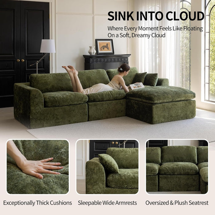 Forest Green Oversized 115 Inch Convertible Sectional