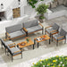 8 Pieces Patio Furniture Set, Outdoor Conversation Set with Acacia Wood Coffee Table, Cushioned Loveseat & 2 Single Armrest Chairs, for Porch, Garden, Backyard, Poolside