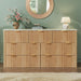 Fluted Dresser for Bedroom with 7 Drawers, 53" Wide Mid Century Modern Dressers with Faux Marble Top & Metal Handle, Wooden Chest of Drawers TV Stand, Natural Oak