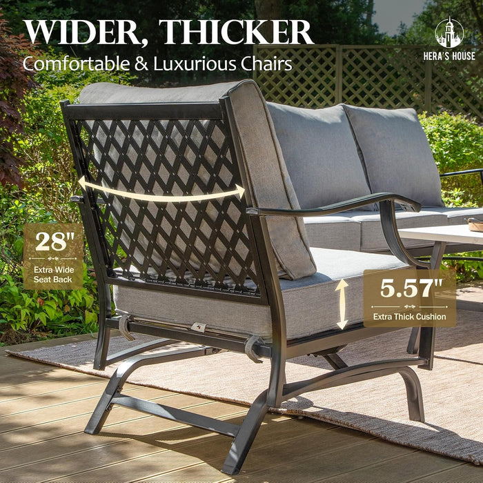 , 2 Pack, Patio Rocking Chairs, Alloy Steel, Grey