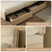 King Size Bed Frame with 4 Storage Drawers & Headboard with Dual Cushions, Freya Collection Upholstered Platform Bed, Oeko-Tex, Noise-Free, No Box Spring, Stone Beige