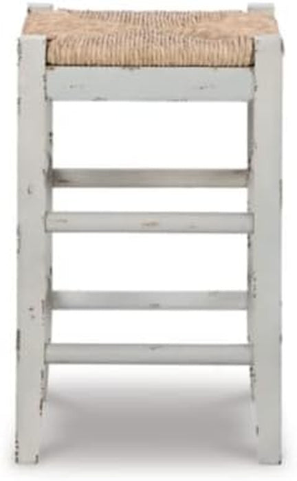 Mirimyn Farmhouse 23.63" Counter Height Bar Stool with Woven Wicker Seats, 2 Count, White & Light Brown