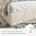 Queen Size Bed Frame, Velvet Upholstered Platform Bed, Cream
