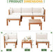 5 Pieces Acacia Wood Outdoor Sectional Sofa Set with Coffee Table, Outdoor L-Shaped Couch with All-Weather Cushion for Patio