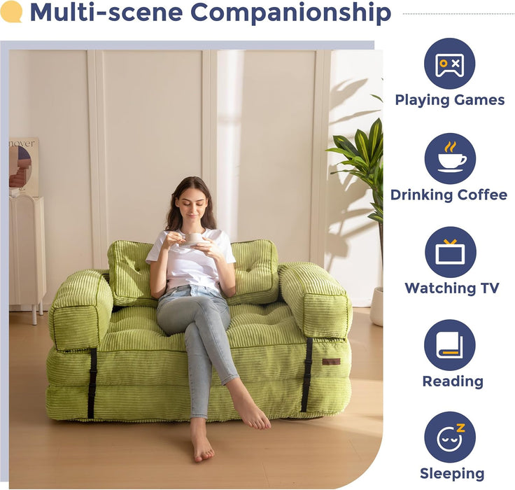 Foldable L Shaped Sleeper Sofa EmeraldGreen Deluxe