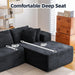 106 Inch Black Corduroy Upholstered Sectional Sofa
