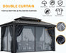 10X12 Hardtop Gazebo on Clearance with Heavy Duty Galvanized Steel Metal Roof, Aluminum Frame,Patio Hard Top Gazebos with Curtains and Netting, Outdoor Permanent Pavillon for Backyard,Black