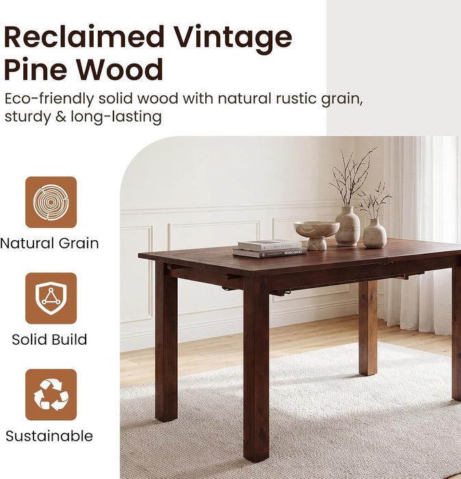47.5"-59" Farmhouse Extendable Dining Table for 4-6, Coffee
