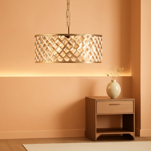 18" Gold Crystal Chandelier, 6-Light Semi Flush Pendant